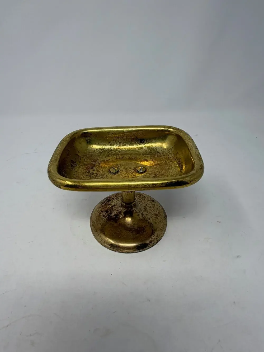 Vintage brass pedestal soap dish